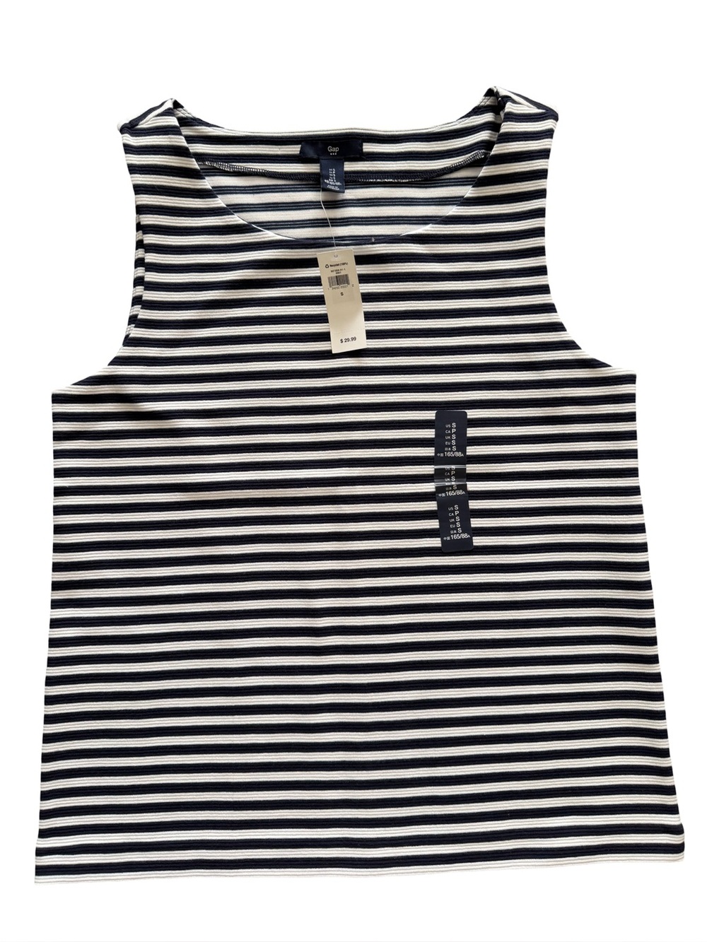 GAP Women’s Striped Navy and White Sleeveless Tank Size Small